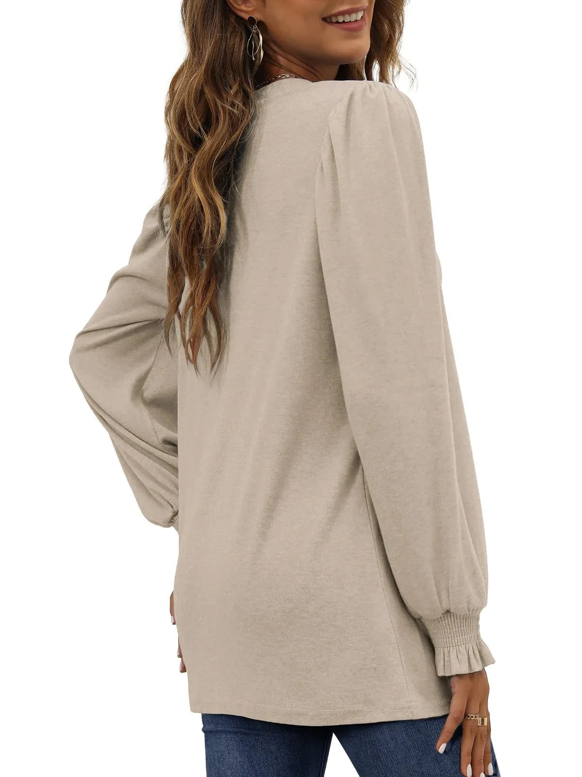 Blouses for Women Dressy Puff Sleeve Tunic Tops Casual Fall Shirts