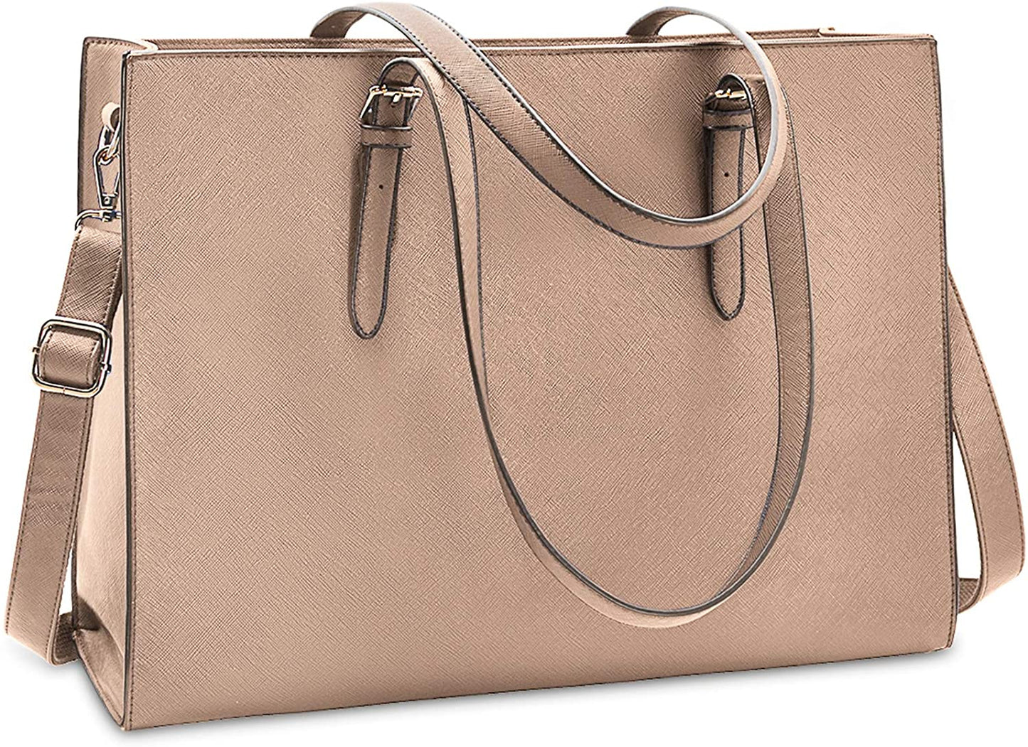 Laptop Bag for Women Waterproof Lightweight Leather 15.6 Inch Computer Tote Bag Business Office Briefcase Large Capacity Handbag Shoulder Bag Professional Office Work Bag Black
