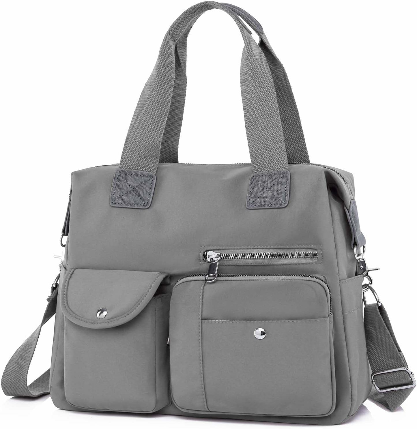Women Utility Tote Bag Teacher Purses and Handbags for Nurse Waterproof Nylon Multi Pocket Shoulder Bag Work Tote Bag