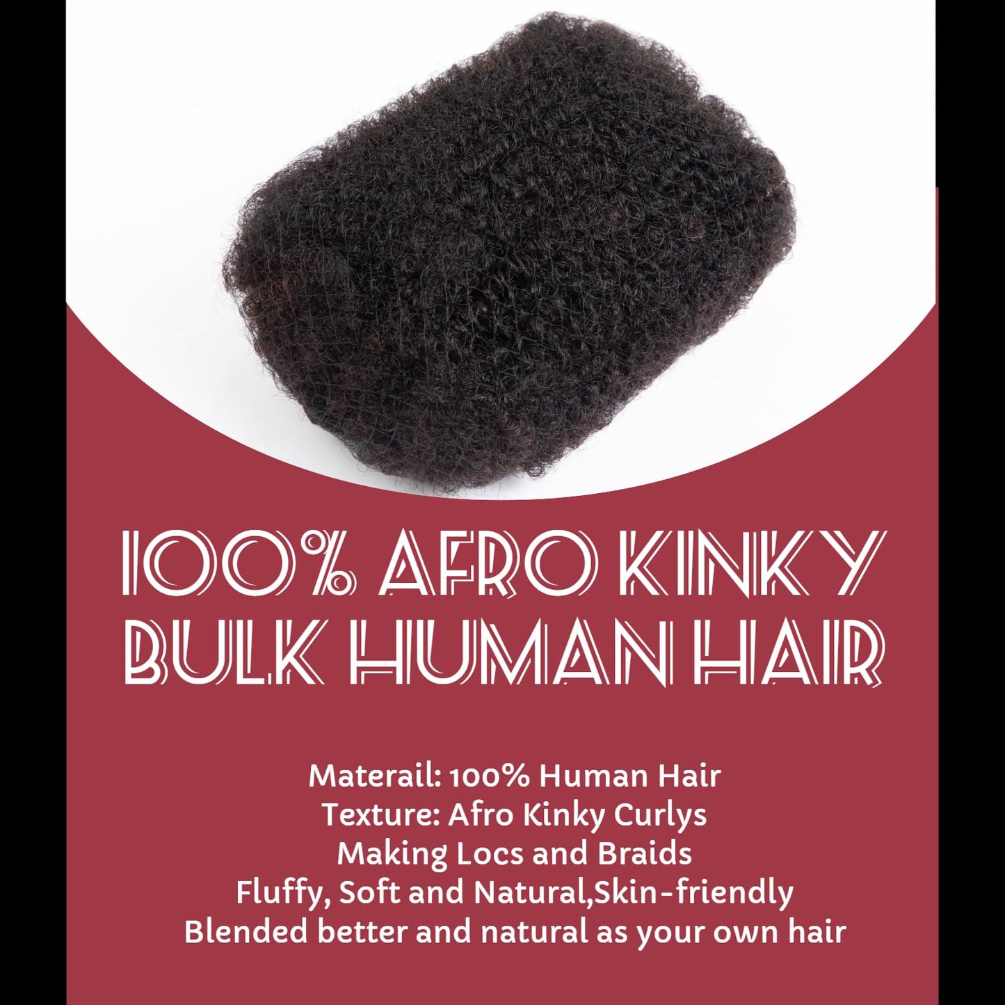 14 Inch 50Gram Afro Kinkys Bulk Human Hair for Dreadlock Extensions, Repair Locs, Create Dreadlocks,Micro Twist Braids, Soft Kinky Curly Bulk for Locs Extensions(Natural Black)