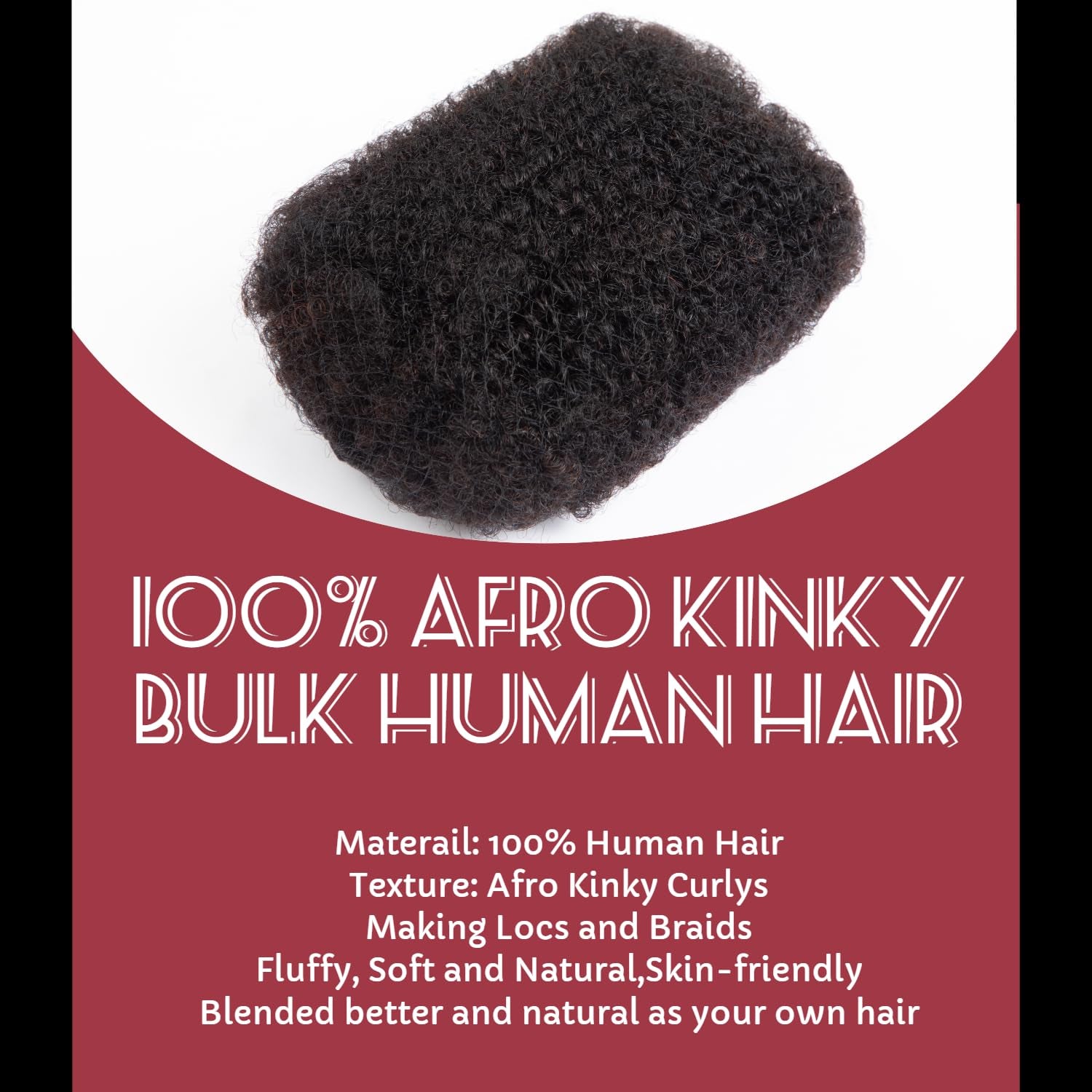 14 Inch 50Gram Afro Kinkys Bulk Human Hair for Dreadlock Extensions, Repair Locs, Create Dreadlocks,Micro Twist Braids, Soft Kinky Curly Bulk for Locs Extensions(Natural Black)