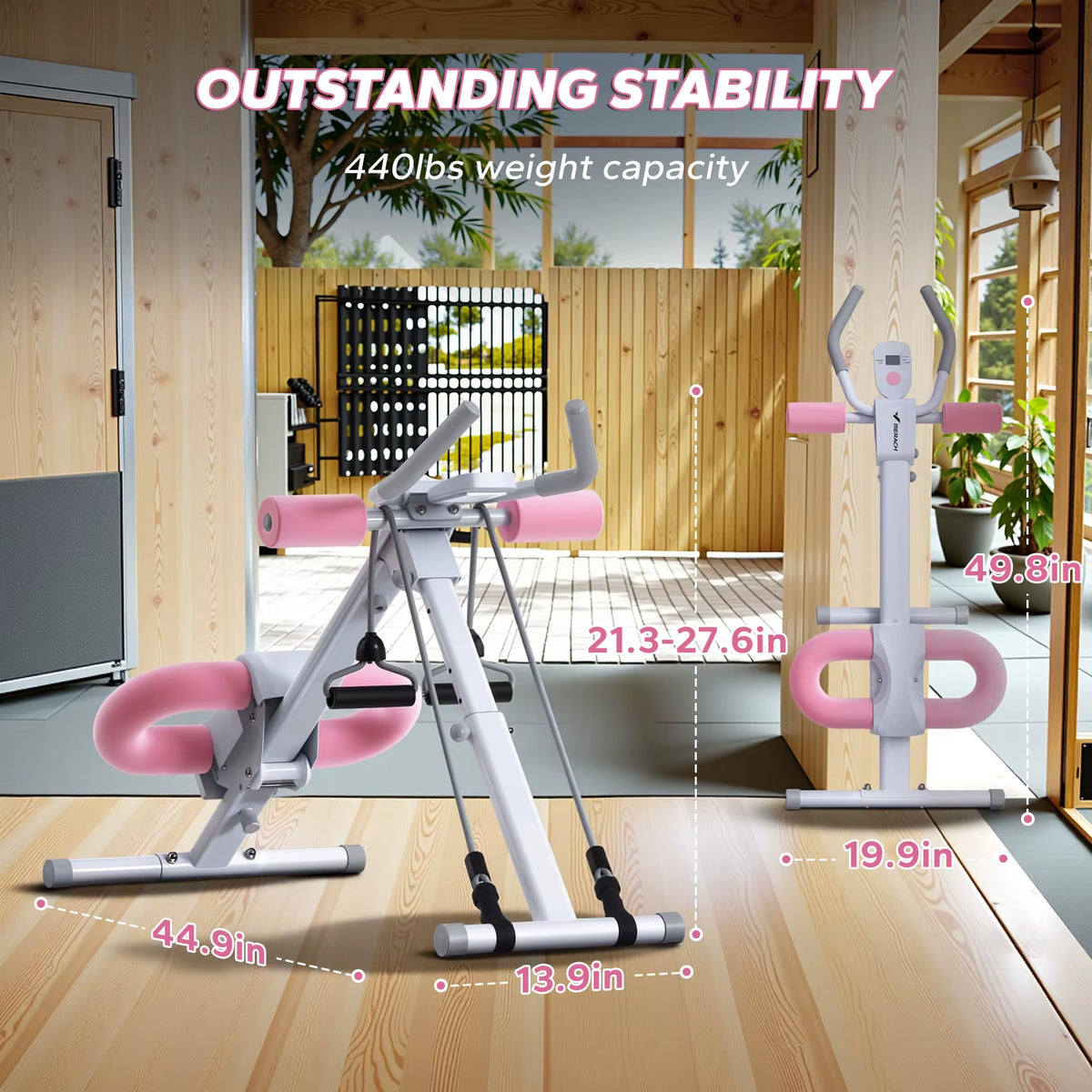 Ab Machine Adjustable Trainer Workout Foldable Knee Protection Abdominal Exercise Machine Core Ab Exercise System Trainer