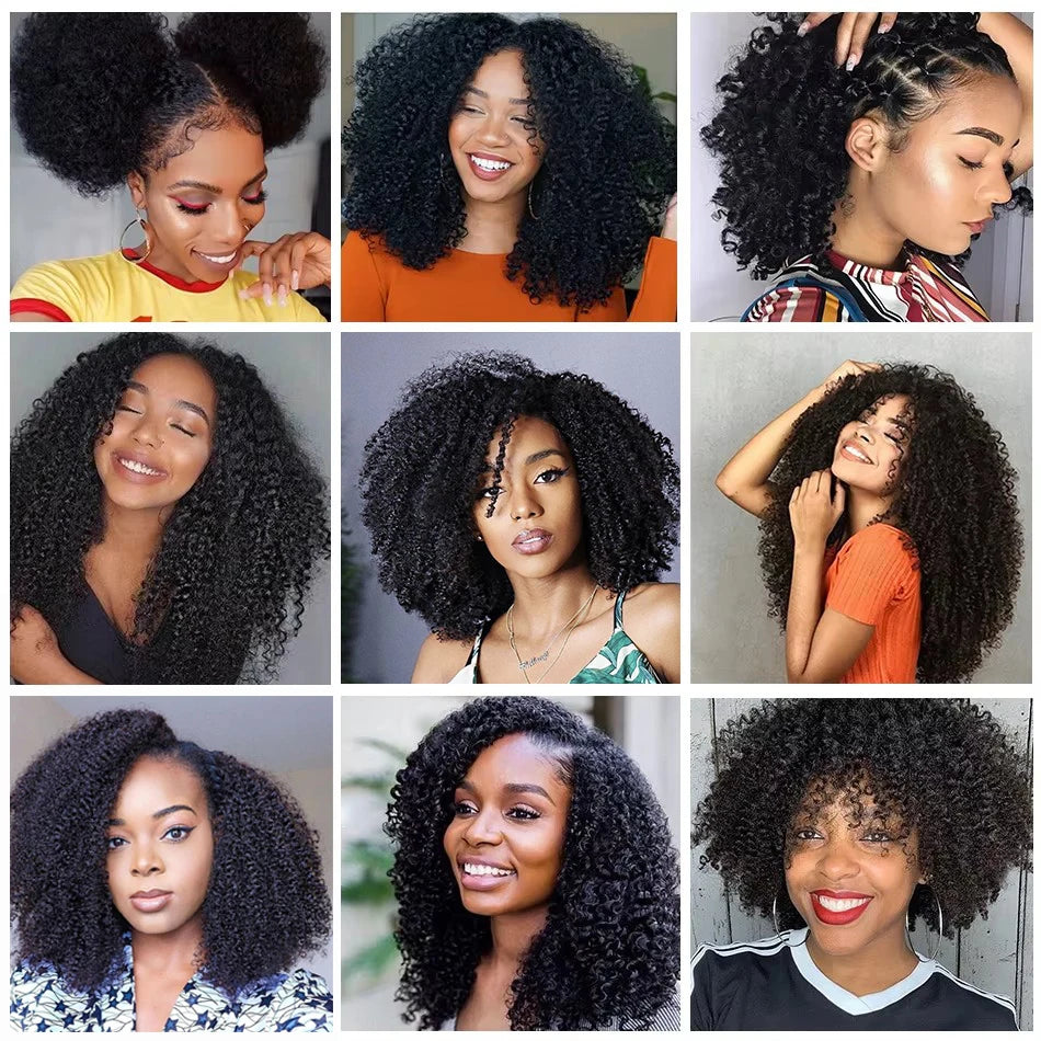 Afro Kinky Curly U Part Wigs for Women Peruvian Remy Human Hair Afro Kinky Curly V Part Wig 180% Densities 24 Inch Long Wig