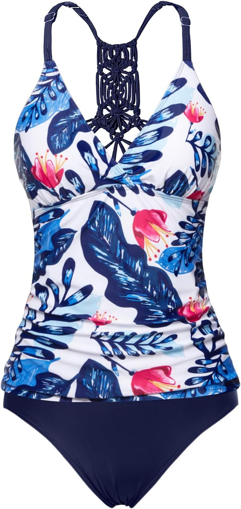 Holipick Tummy Control Two Piece Tankini Set Swimsuits for Women V Neck Tankini Top Bathing Suits with Swim Bottom