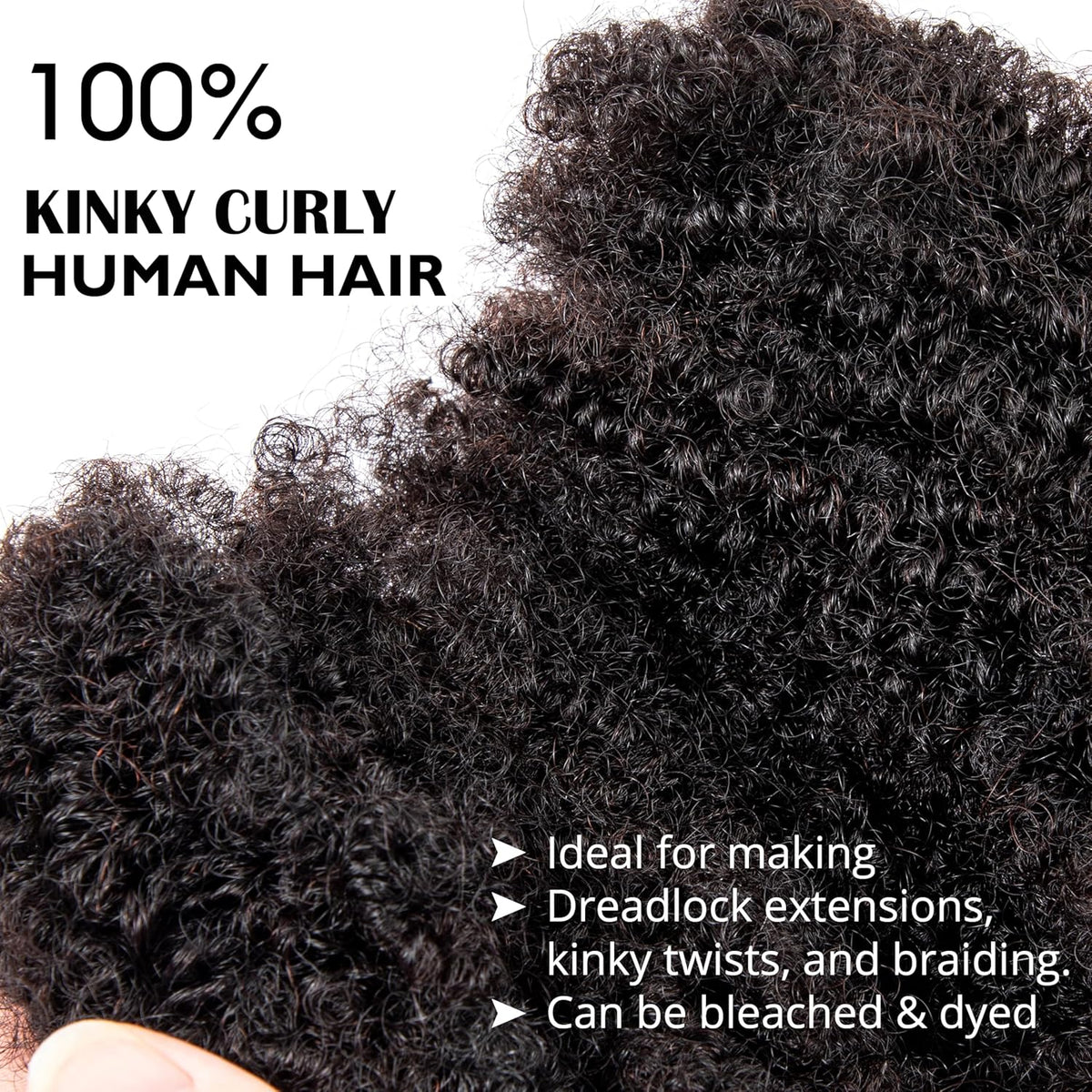 14 Inch 50Gram Afro Kinkys Bulk Human Hair for Dreadlock Extensions, Repair Locs, Create Dreadlocks,Micro Twist Braids, Soft Kinky Curly Bulk for Locs Extensions(Natural Black)