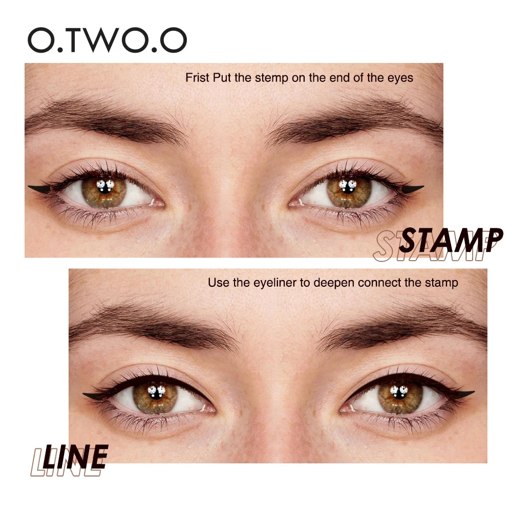 Eyeliner Stamp Black Liquid Eyeliner Pen Waterproof Fast Dry Double-Ended Eye Liner Pencil Make-Up for Women Cosmetics