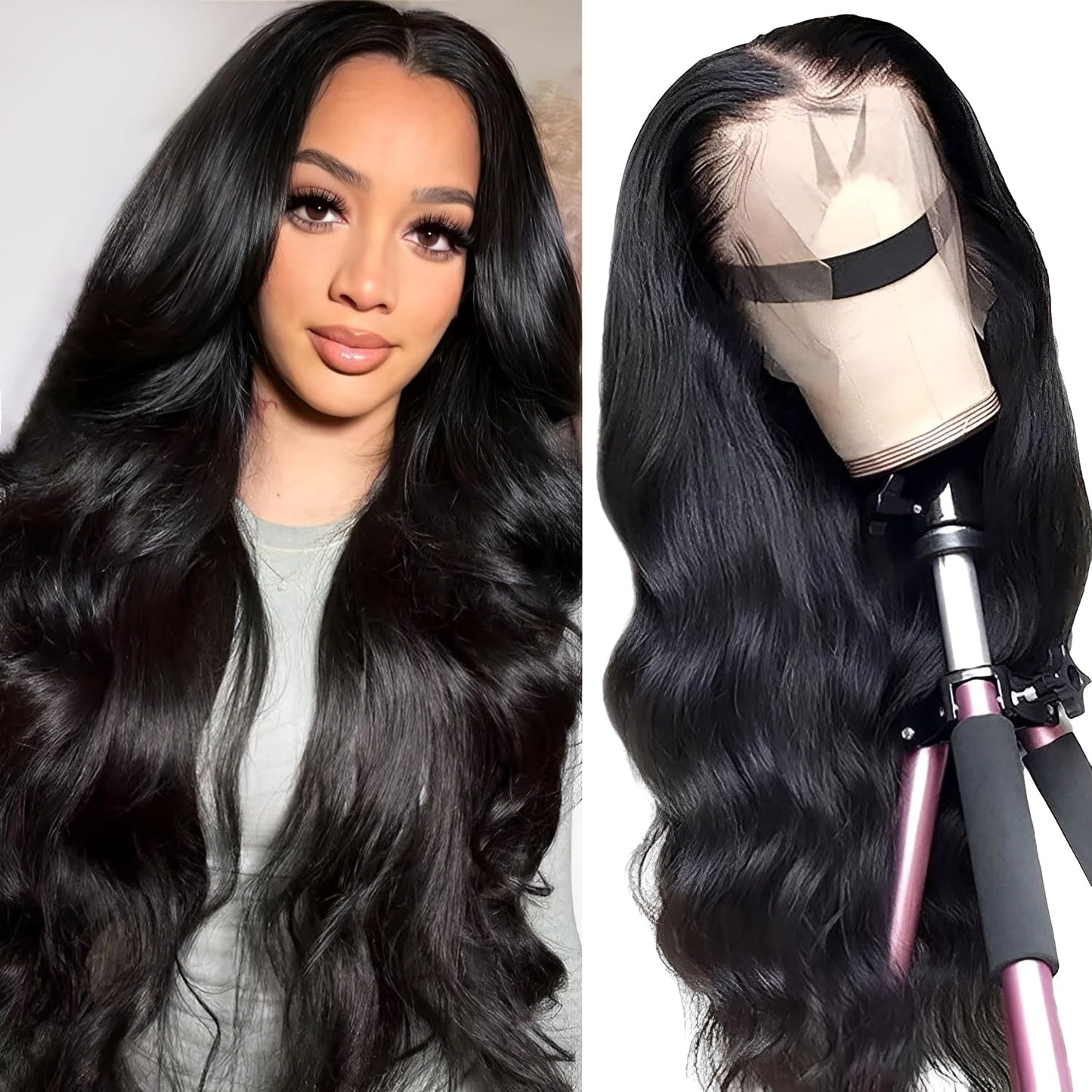250 Density Human Hair Wig 13X4 HD Lace Front Wigs Pre Plucked Glueless Wig Human Hair Body Wave Wigs Human Hair for Black Women Frontal Wigs Human Hair Wigs Bleached Knots 18 Inch