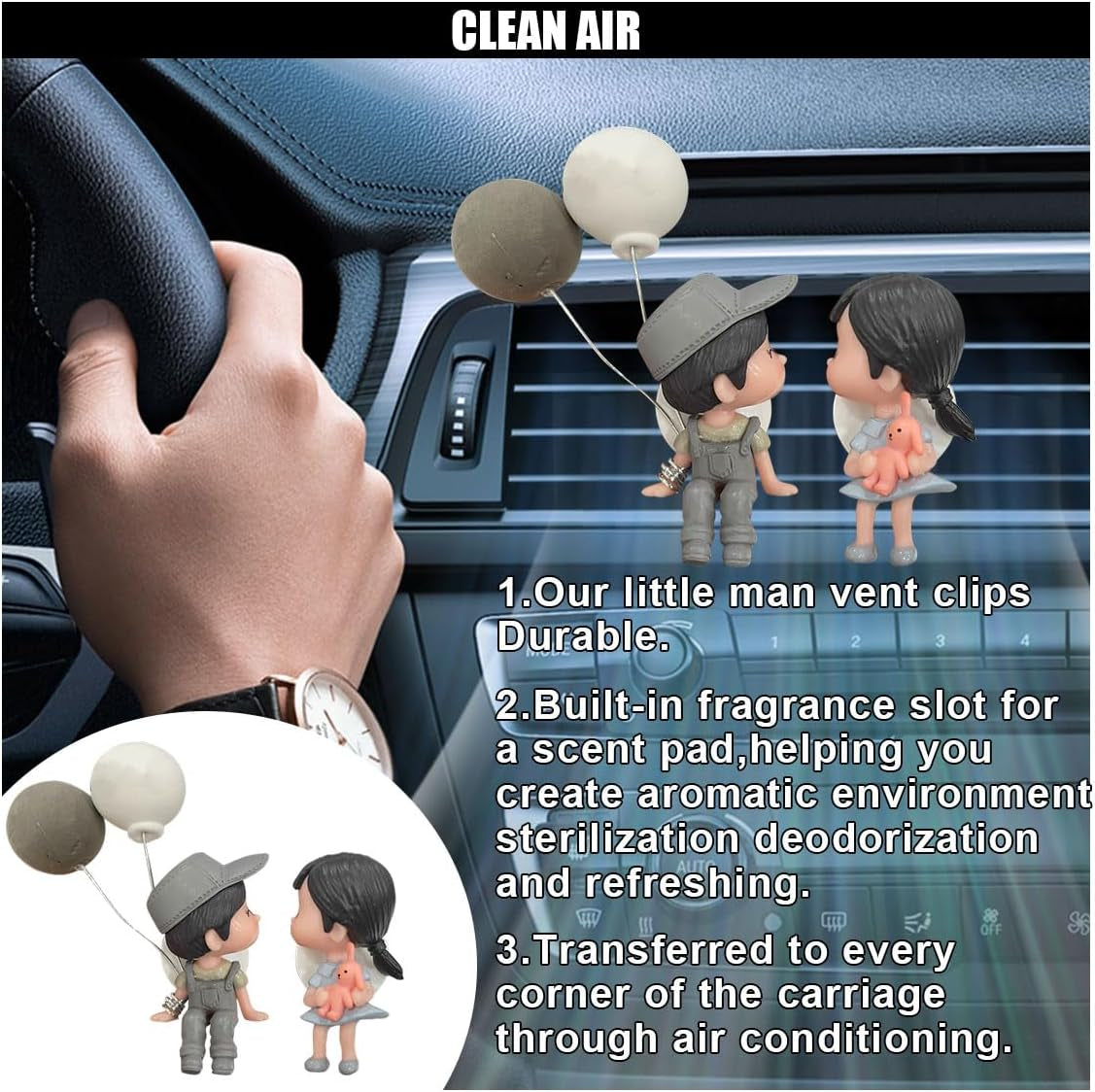 Adorable Car Air Fresheners Vent Clips - Charming Aromatherapy Diffusers for Couples, Perfect Car Decor & Gift for Home or Office