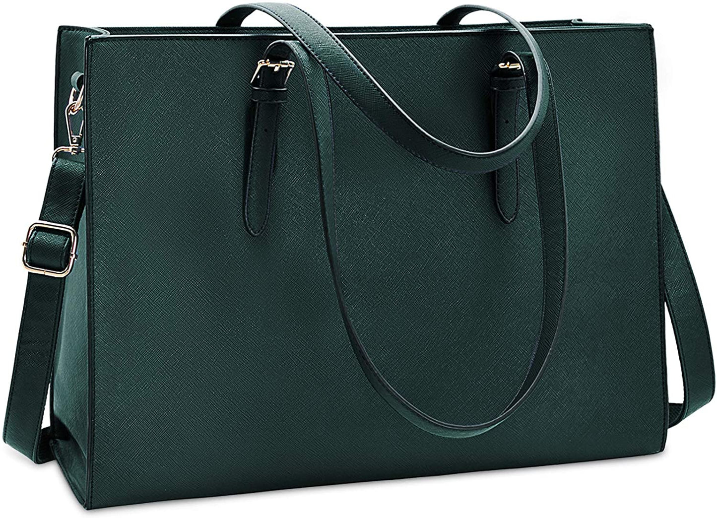Laptop Bag for Women Waterproof Lightweight Leather 15.6 Inch Computer Tote Bag Business Office Briefcase Large Capacity Handbag Shoulder Bag Professional Office Work Bag Black