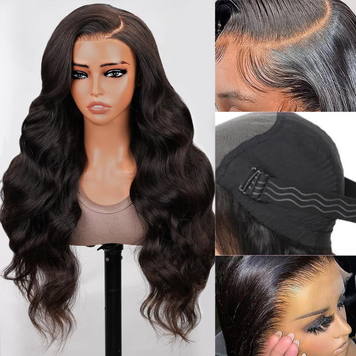 250 Density Human Hair Wig 13X4 HD Lace Front Wigs Pre Plucked Glueless Wig Human Hair Body Wave Wigs Human Hair for Black Women Frontal Wigs Human Hair Wigs Bleached Knots 18 Inch
