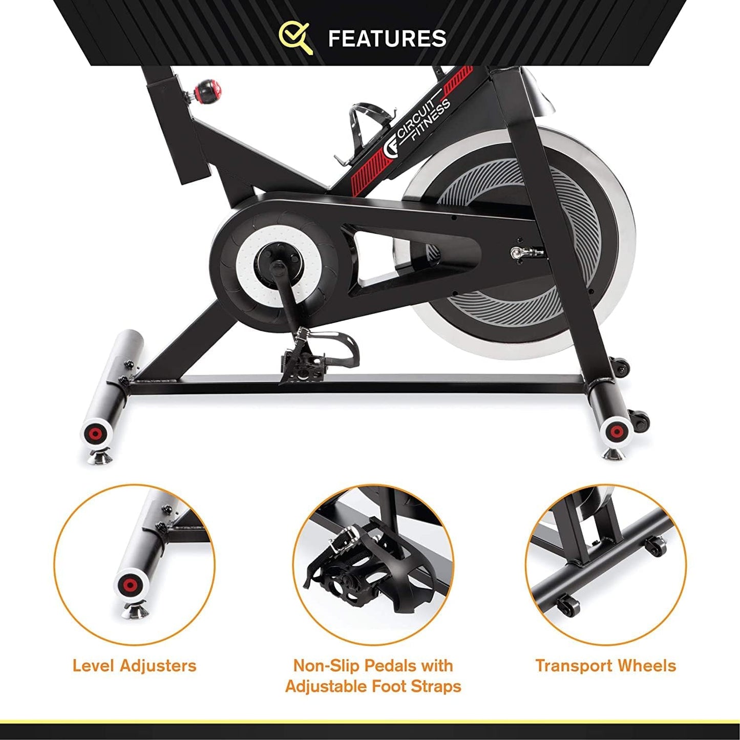 Circuit Fitness Club 30 Lbs. Flywheel Revolution Cycle for Cardio Workout – Adjustable Manual Resistance Mechanism