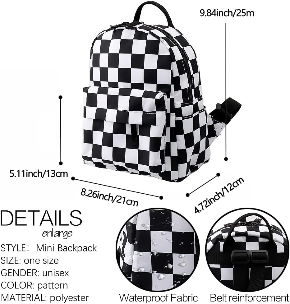 Deanfun Mini Backpack for Women - Waterproof Small Backpack with Orange Checkered Print, Multi Pockets Large Capacity Cute and Stylish MNSB-144