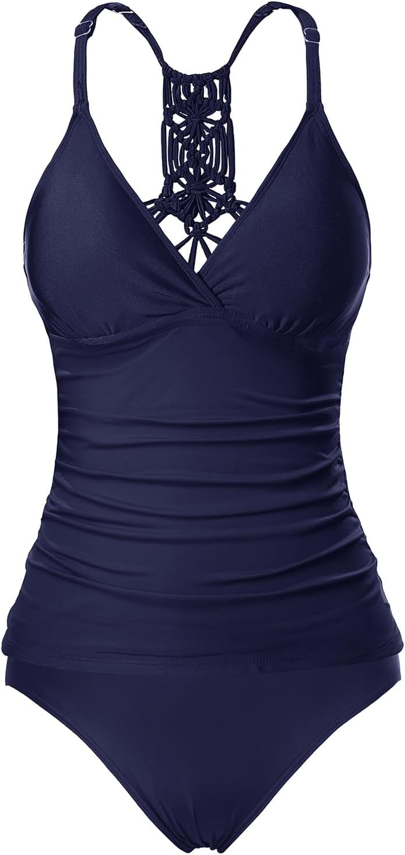 Holipick Tummy Control Two Piece Tankini Set Swimsuits for Women V Neck Tankini Top Bathing Suits with Swim Bottom